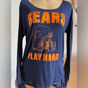 Victoria's Secret PINK Chicago Bears Play Hard Navy and Orange Long Sleeve Tee
